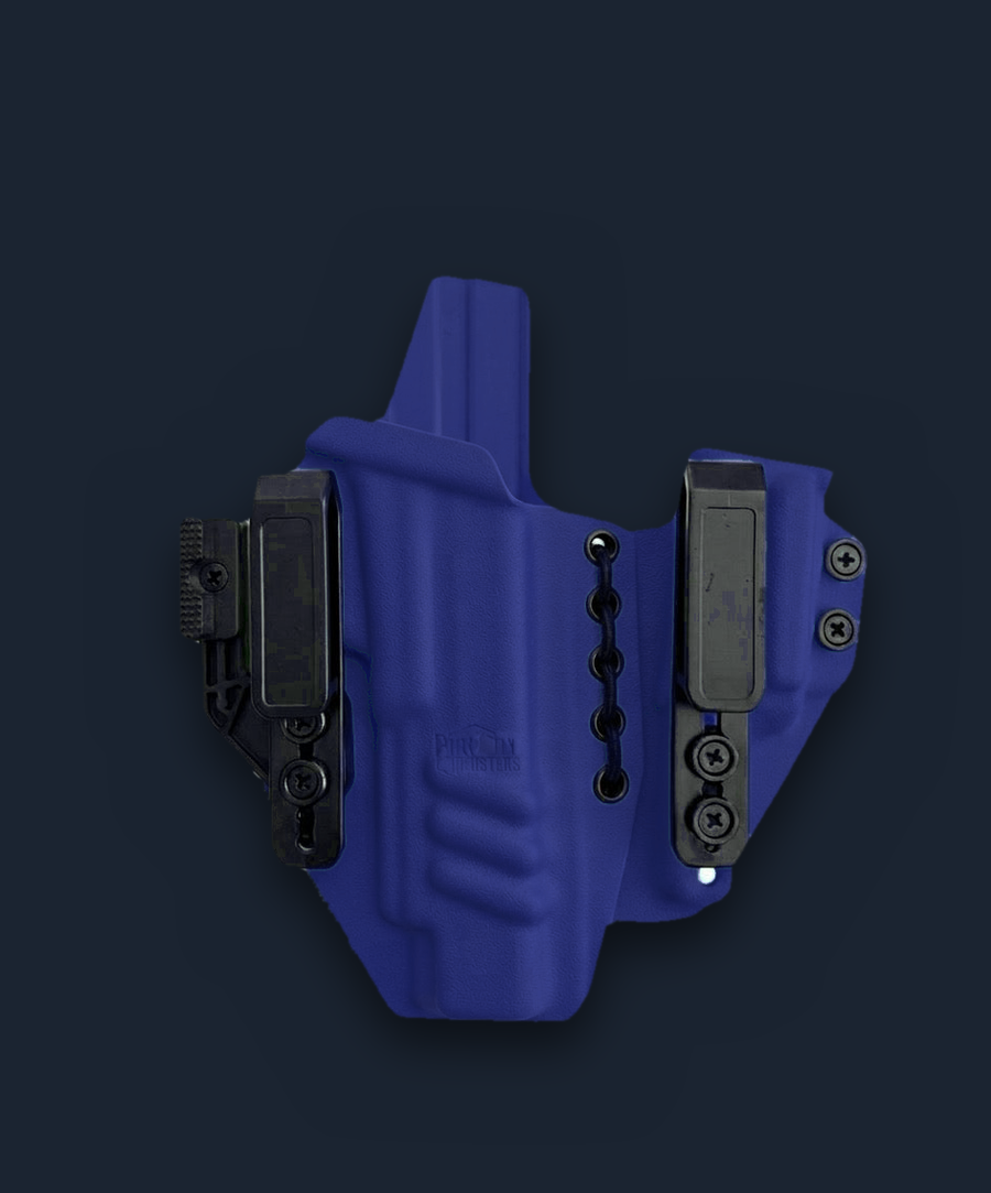 DB Endo Sidecar holster in POLICE Blue Kydex